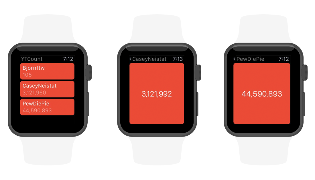 Apple Watch YTCount track real time YouTube Subscribers with